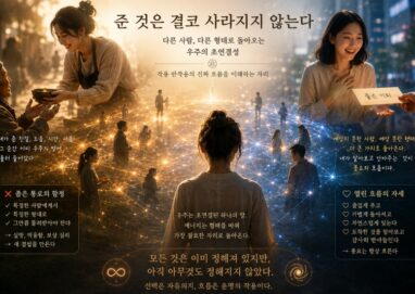 베풀고 못 받는 이유 — 우주의 에너지 망이 다른 사람을 통해 풍요를 가져오는 이미지