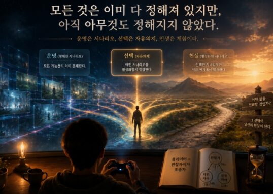 운명과 자유의지 — 시뮬레이션 게임에서 플레이어가 운명체를 선택하는 이미지